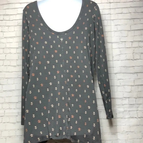 Billabong Long Sleeve Print Tunic Gray Size Small - Picture 2 of 7